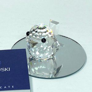 Retired Swarovski Silver Beak Crystal Sparrow Bird Figurine Black Eyes #7650 COA